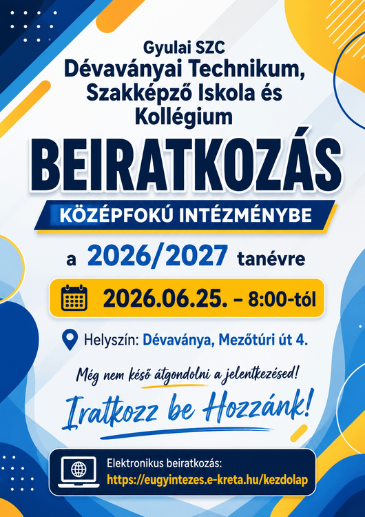 Beiratkozás a 2026/2027-es tanévre