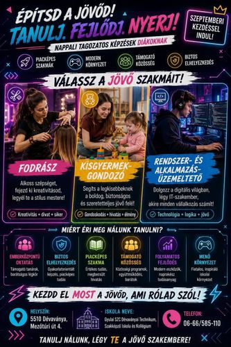 🎮 A JÖVŐD MOST KEZDŐDIK! Válassz szakmát, ami rólad szól! – Nappali tagozatos képzések diákoknak