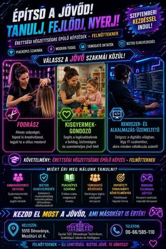 🚀 TANULJ ÚJ SZAKMÁT, ÉPÍTSD A JÖVŐDET! Érettségire épülő képzések felnőtteknek – szeptemberi kezdéssel!